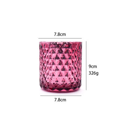 Pink Prismatic Geometric Decorative Glass Candlestick Holder Customized Label