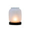 Lantern Shaped Frosted Transparent Glass Candlestick With Aluminum Cap