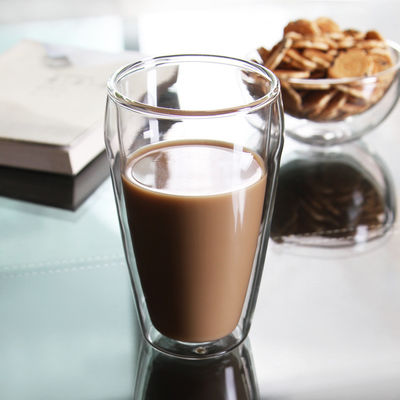 Cylinder Double Borosilicate Glass Cup With Silicone Lid