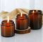 Christmas 200ml 300ml Amber Glass Candle Holder With Metal Lid