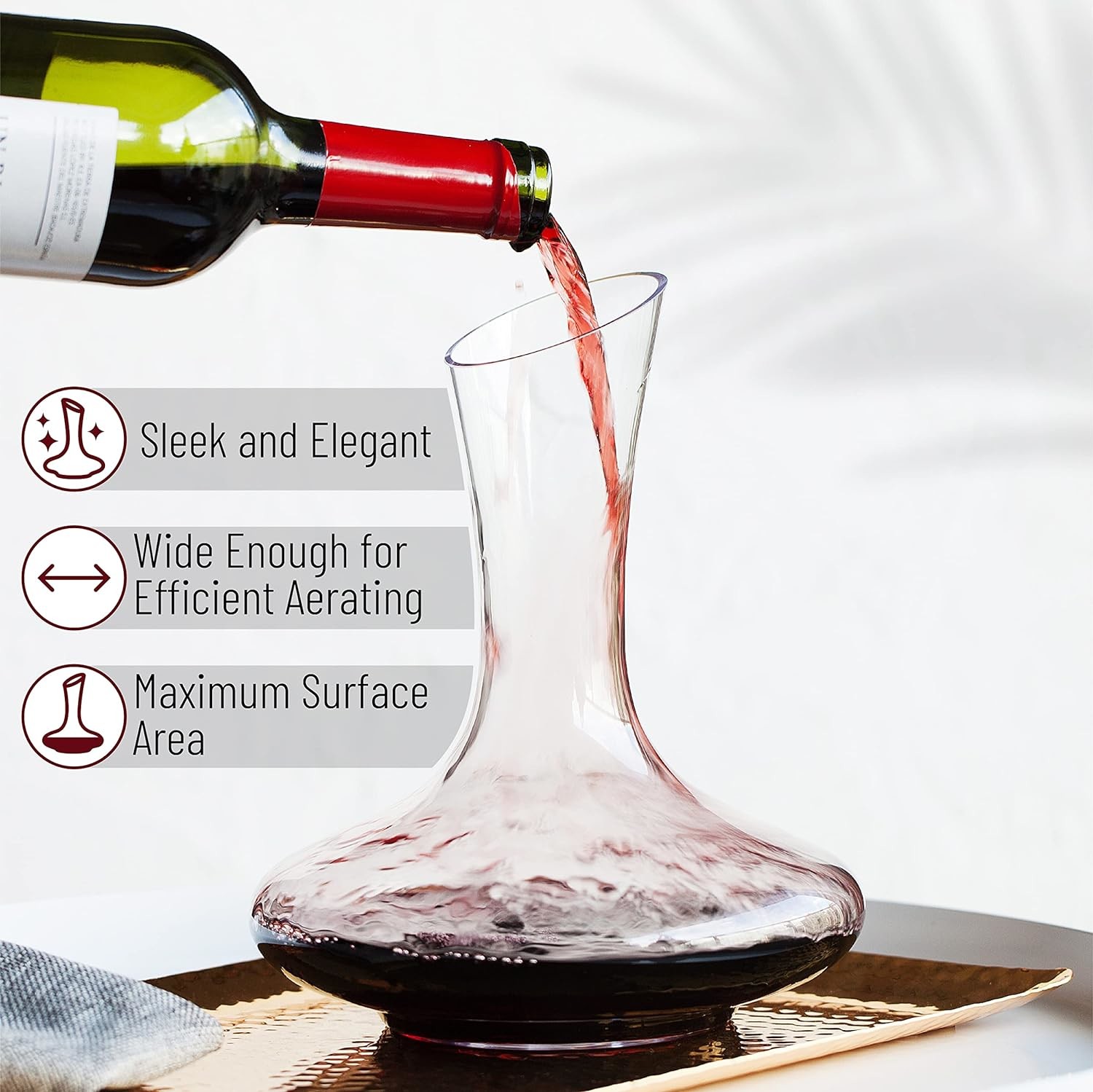 Transparent Glass Wine Decanter Drinking Hand Blown Wine Carafe