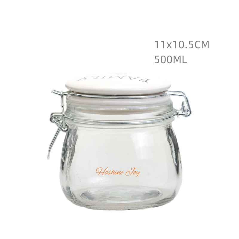 Home Empty Glass Jars With Ceramic Lids Airtight Canisters Style