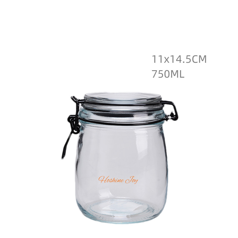 Round Glass Coffee Storage Jars Container 750ML Sealable Glass Jars