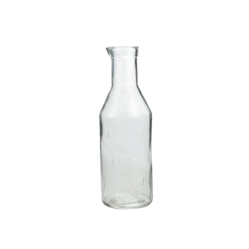 1 Liter Milk Glass Bottles Carafe Embossed Designed With Spout