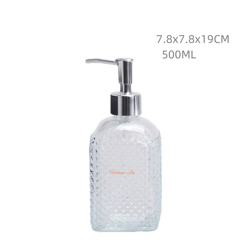 Kitchen Glass Soap Dispenser Bottles 500ML Glass Soap Pump Bottles FDA