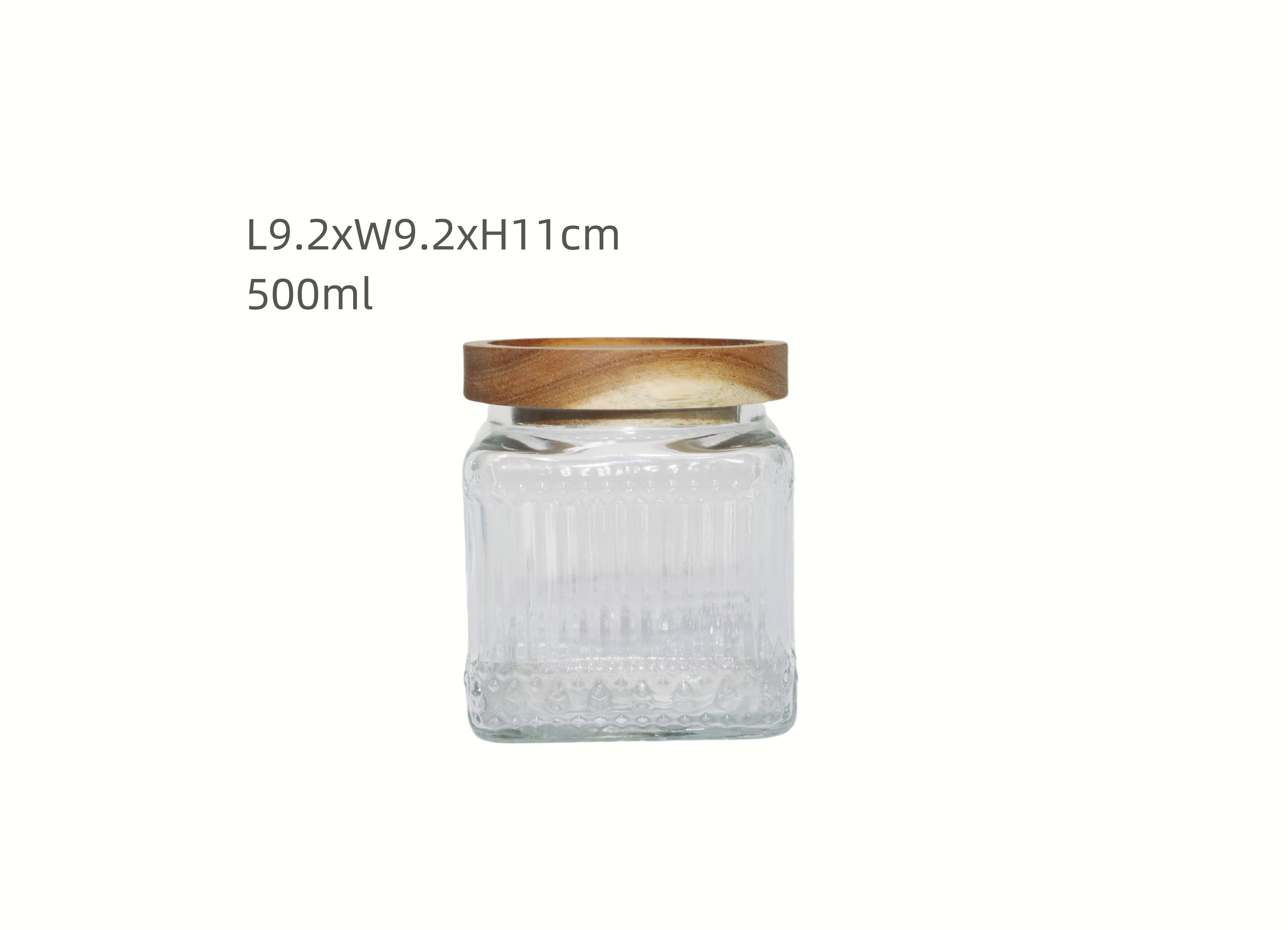500ml Transparent Ribbed Glass Jar with Airtight Lid for Kitchen Storage Free Design