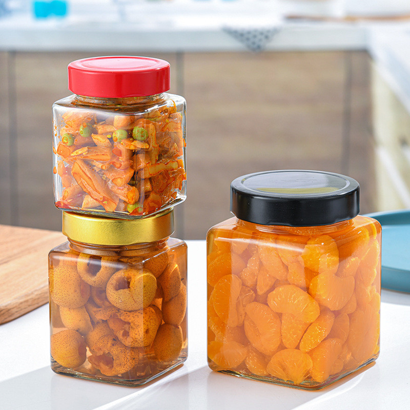 Customized Logo Glass Storage Empty Jars  With Lids Regular Mouth For Meal Prep Food Storage